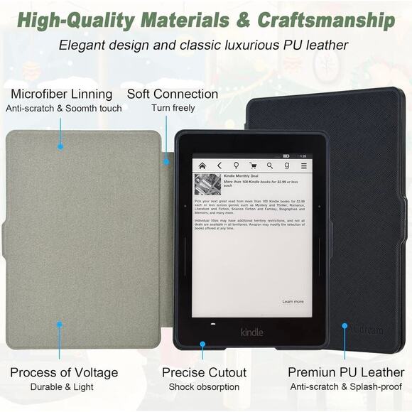 NWT ACdream Kindle Fire HD 7 Case, Premium PU Leather Cover Case Black - Picture 5 of 6